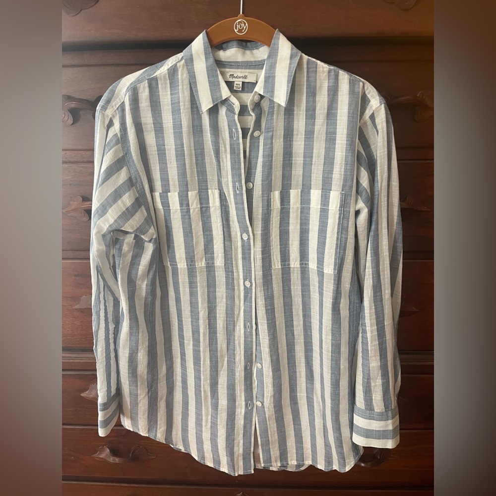Classic blue/white stripe Madewell blouse